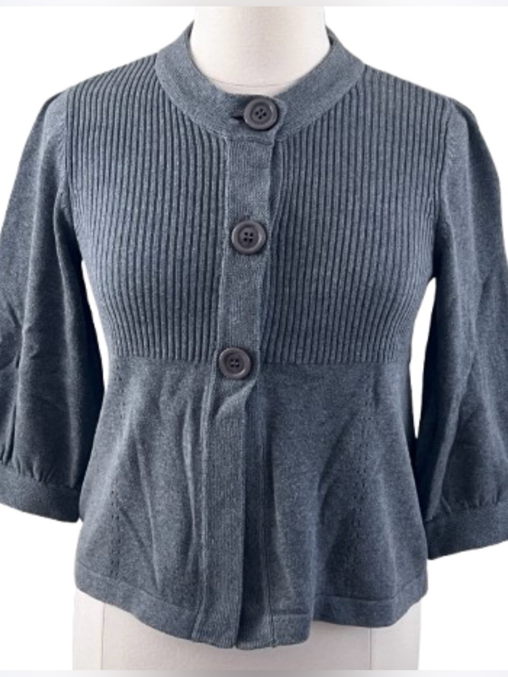 Ribbed Button-Front Cardigan